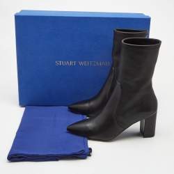 Stuart Weitzman Black Leather Ankle Boots Size 38.5