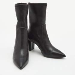Stuart Weitzman Black Leather Ankle Boots Size 38.5