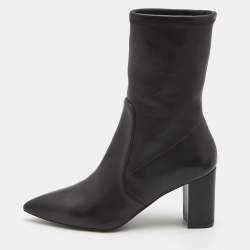 Stuart Weitzman Black Leather Ankle Boots Size 38.5