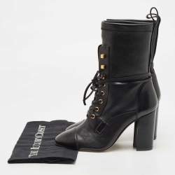 Pre Owned Stuart Weitzman Black Leather Mild Calf Boots Size 38