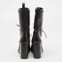 Pre Owned Stuart Weitzman Black Leather Mild Calf Boots Size 38