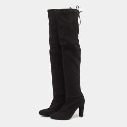 Stuart Weitzman Black Suede Tieland Knee Length Boots Size 37