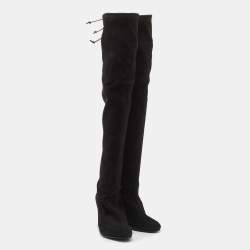 Stuart Weitzman Black Suede Tieland Knee Length Boots Size 37