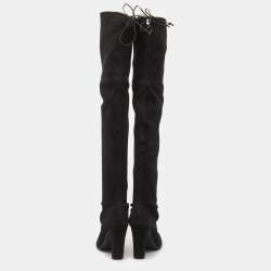 Stuart Weitzman Black Suede Tieland Knee Length Boots Size 37