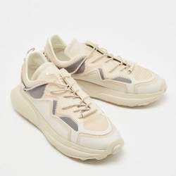 Stuart Weitzman Beige Leather and PVC Low Top Sneakers Size 38