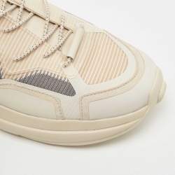 Stuart Weitzman Beige Leather and PVC Low Top Sneakers Size 38