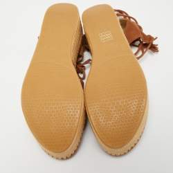 Pre Owned Stuart Weitzman Brown Suede Romanesque Ankle Tie Sandals Size 39