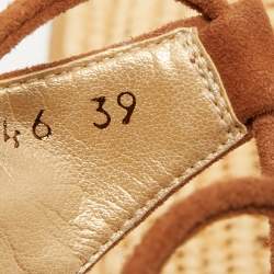 Pre Owned Stuart Weitzman Brown Suede Romanesque Ankle Tie Sandals Size 39