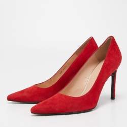 Stuart Weitzman Red Suede Pointed Toe Pumps Size 41