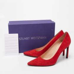 Stuart Weitzman Red Suede Pointed Toe Pumps Size 41