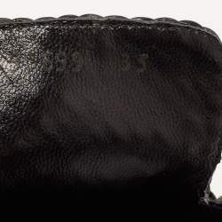 Pre Owned Stuart Weitzman Black/White Woven Leather Riviera Smoking Slippers Size 35