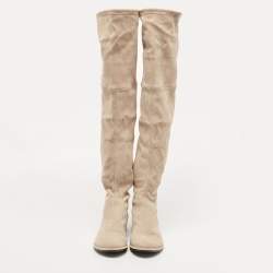 Stuart Weitzman Beige Suede Knee Length Boots Size 39.5