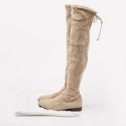 Stuart Weitzman Beige Suede Knee Length Boots Size 39.5