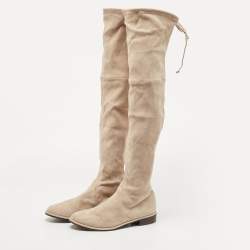 Stuart Weitzman Beige Suede Knee Length Boots Size 39.5