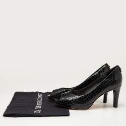 Stuart Weitzman Black Python Embossed Leather Peep Toe Pumps Size 36.5