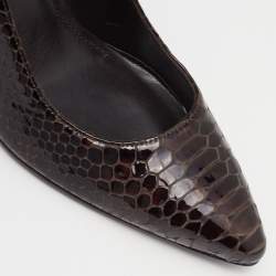 Stuart Weitzman Brown Python Embossed Patent Leather Pumps Size 37