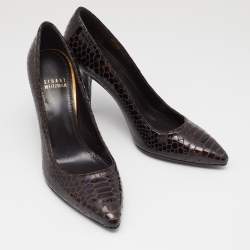 Stuart Weitzman Brown Python Embossed Patent Leather Pumps Size 37