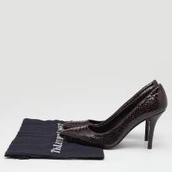 Stuart Weitzman Brown Python Embossed Patent Leather Pumps Size 37