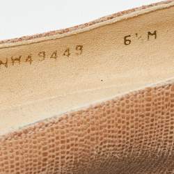 Pre Owned Stuart Weitzman Beige Lizard Embossed Leather Bucalina Wedge Pumps Size 37