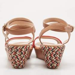 Stuart Weitzman  Brown Leather Wedge Ankle Strap Sandals Size 39.5