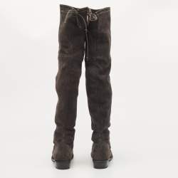Stuart Weitzman Dark Grey Suede Lowland Over The Knee Boots Size 38