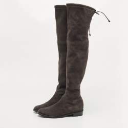 Stuart Weitzman Dark Grey Suede Lowland Over The Knee Boots Size 38