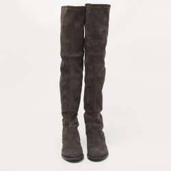 Stuart Weitzman Dark Grey Suede Lowland Over The Knee Boots Size 38