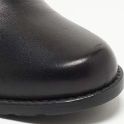 Stuart Weitzman Black Leather and Fabric Thigh High Boot Size 35