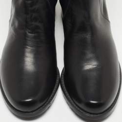 Stuart Weitzman Black Leather and Fabric Thigh High Boot Size 35