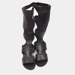 Stuart Weitzman Black Leather Gladiator Backview Sandals Size 35