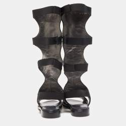 Stuart Weitzman Black Leather Gladiator Backview Sandals Size 35