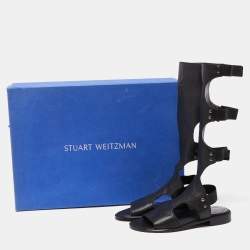Stuart Weitzman Black Leather Gladiator Backview Sandals Size 35