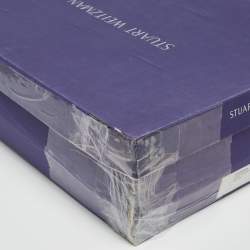 Pre Owned Stuart Weitzman Metallic White Leather and Elastic Gladiator Flat Sandals Size 40