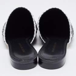Stuart Weitzman Black/White Woven Leather Indiana Flat Mules Size 36