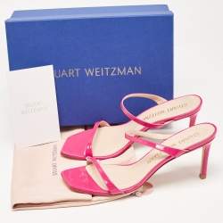Stuart Weitzman Pink Patent Leather Slide Sandals Size 41