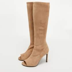 Stuart Weitzman Beige Suede Knee Length Boots 37.5