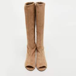 Stuart Weitzman Beige Suede Knee Length Boots 37.5