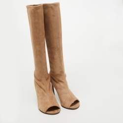 Stuart Weitzman Beige Suede Knee Length Boots 37.5
