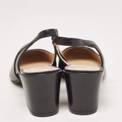 Pre Owned Stuart Weitzman Black Leather and Patent Slingback Pumps Size 40  