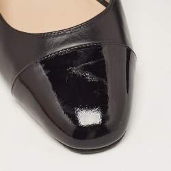 Pre Owned Stuart Weitzman Black Leather and Patent Slingback Pumps Size 40  