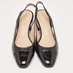 Pre Owned Stuart Weitzman Black Leather and Patent Slingback Pumps Size 40  