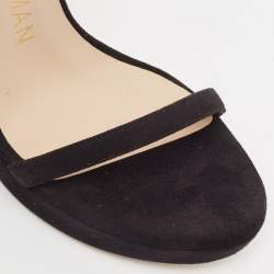 Stuart Weitzman Black Suede Nudist Disco Platform Sandals Size 37