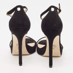 Stuart Weitzman Black Suede Nudist Disco Platform Sandals Size 37
