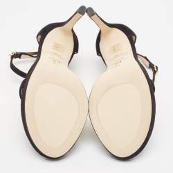 Stuart Weitzman Black Suede Nudist Disco Platform Sandals Size 37