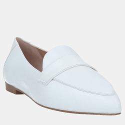 Stuart Weitzman White Leather Loafers Size 36