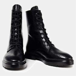 Stuart Weitzman Croc Embossed Leather Ankle Boots Size 37.5