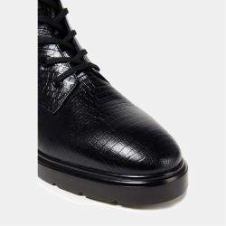 Stuart Weitzman Croc Embossed Leather Ankle Boots Size 37.5