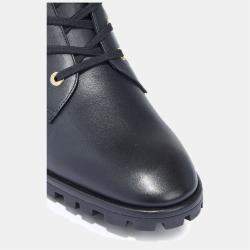 Pre Owned Stuart Weitzman Black Leather Ankle Strap Boots Size 39