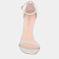 Pre Owned Stuart Weitzman Glitter Ankle Strap Sandals Size 37