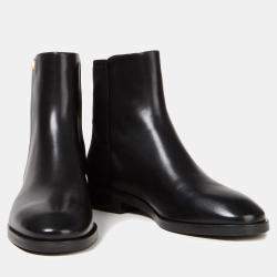 مملوكة مسبقًا Stuart Weitzman Leather and Knit Fabric Ankle Boots Size 39